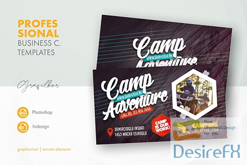 Camping Adventure Business Card Templates PSD
