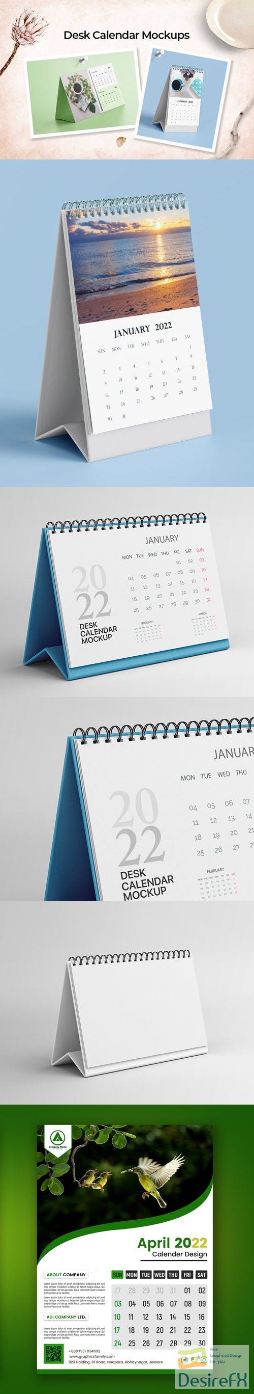 Collection of 4 Calendars PSD Mockups Templates