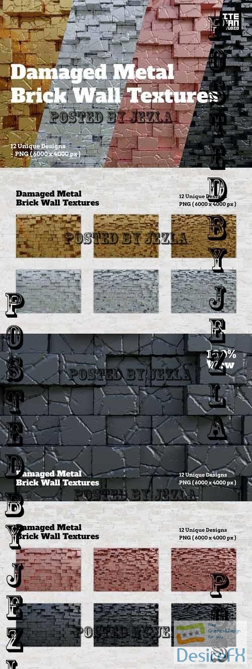 Damaged Metal Brick Wall Textures - 7199521