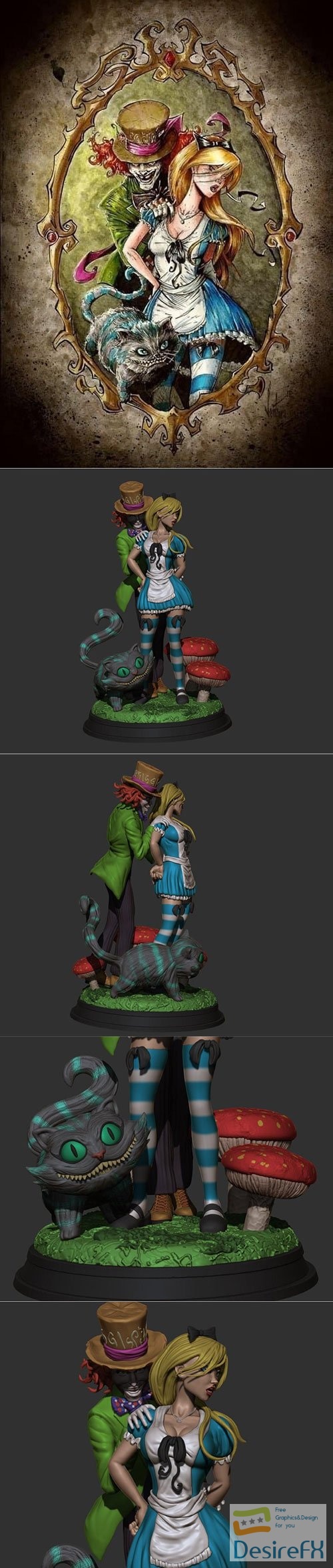 Dark Alice in Wonderland 3D Print Model