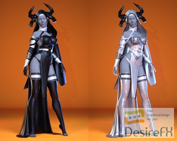 dForce Dark Nun Outfit for G8 and 8.1F
