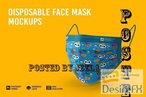 Disposable Face Mask Mockup - 7150706