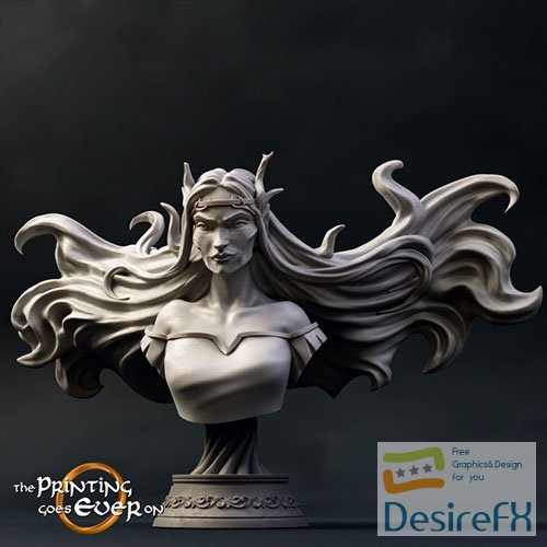 Elven Witch Bust 3D Print Model