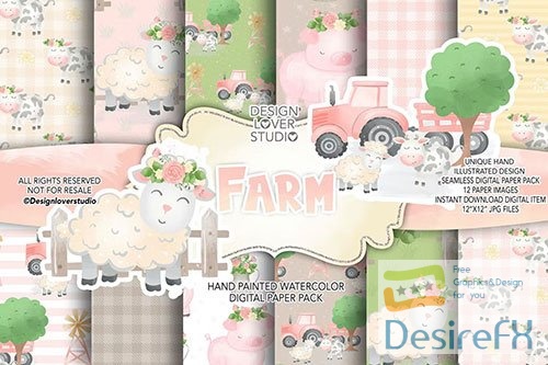 Farm digital paper pack