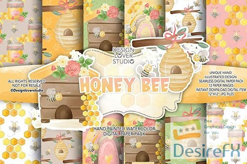 Honey Bee digital paper pack