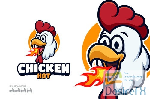 Hot Chicken Cartoon Logo