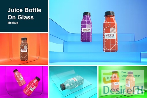Juice Bottle On Glass PSD