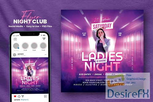 Khione - Night Party Flyer PSD