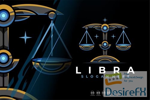 Modern Mecha Robotic Zodiac Libra Logo Design