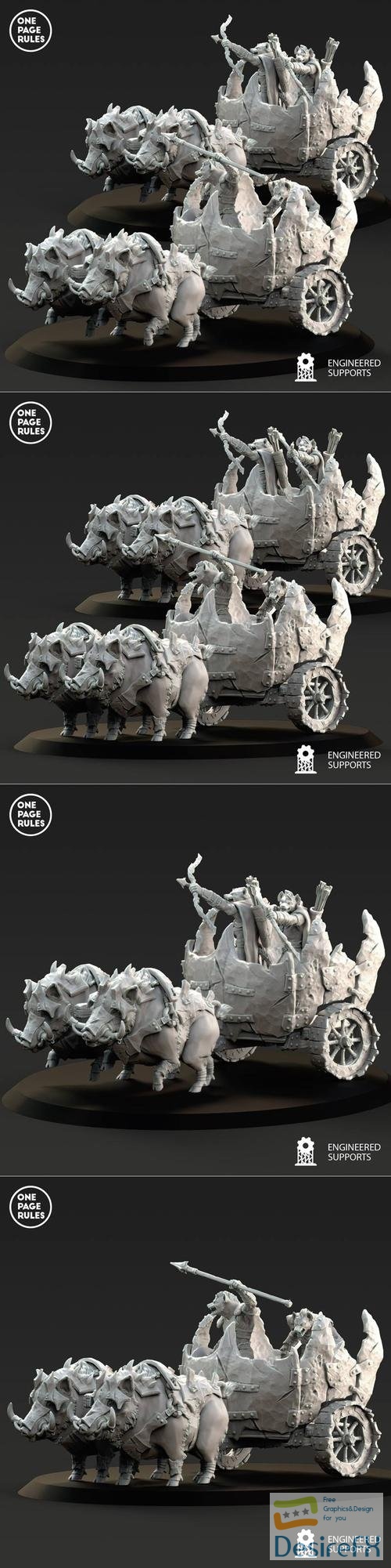 One Page Rules - Beastmen Light Chariot – 3D Print
