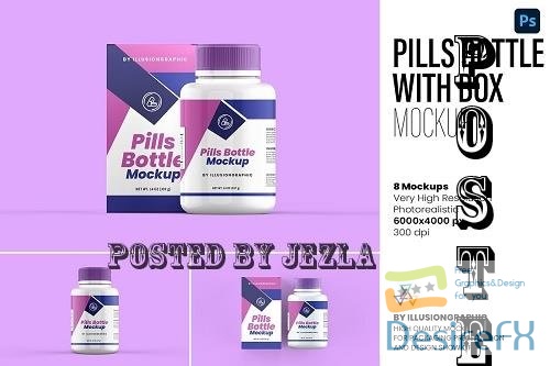Pills Bottle with Box Mockup 8 views - 7323572