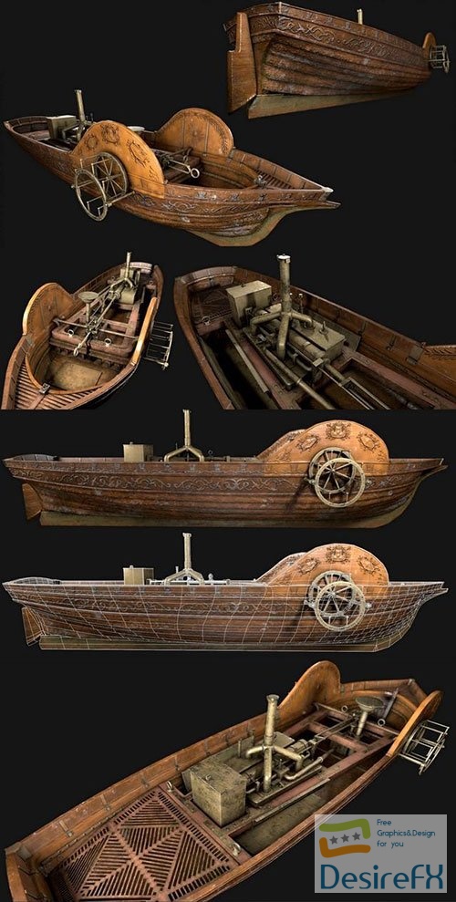 Pyroscaphe - 1783 Original Steamboat 3D Model