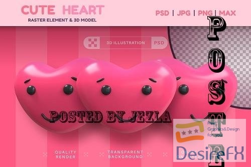 Set love realistic heart cartoon - 7285755