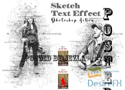 Sketch Text Effect Photoshop Action - 7311369