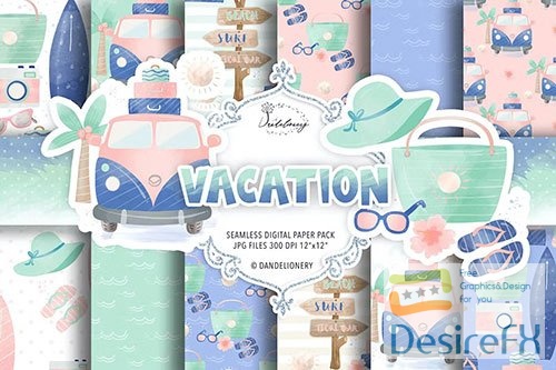 Vacation digital paper pack
