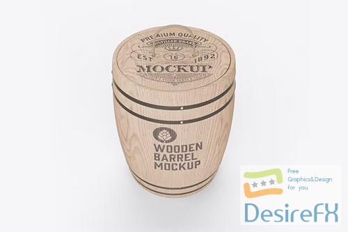 Wooden Barrel Container Mockup PSD