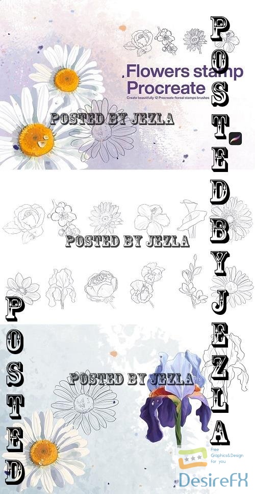 10 Flowers Stamps Procreate - 7377555
