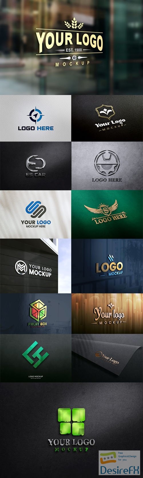 10+ Photorealistic 3D Logos PSD Mockups Templates Collection