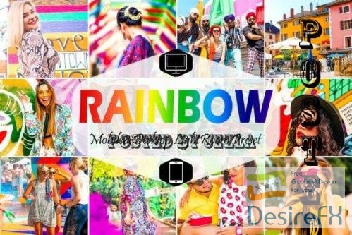 12 Rainbow Mobile & Desktop Lightroom Presets, Colorful - 2001223