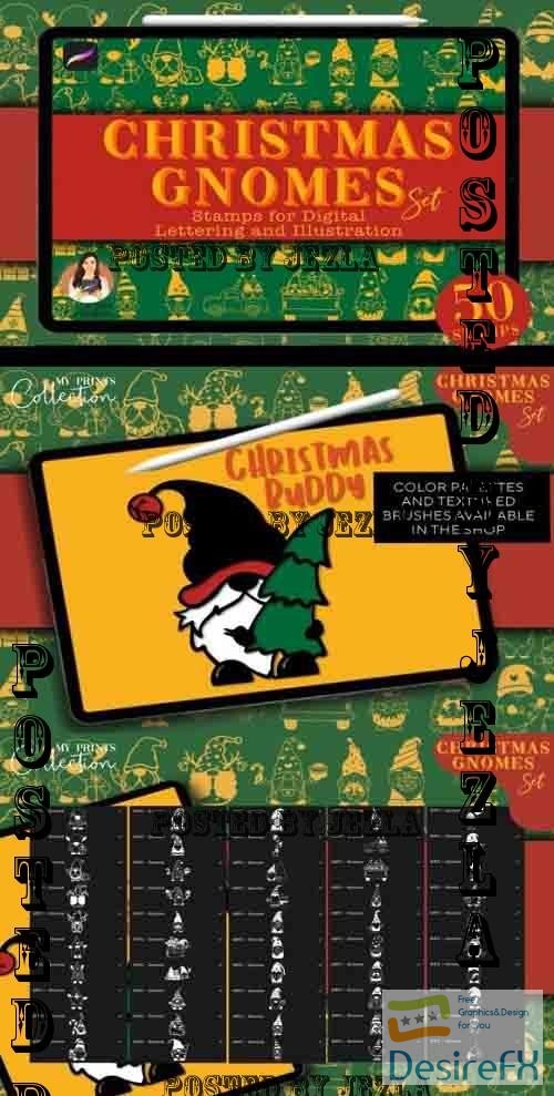 50 Christmas Gnome Procreate Stamp Set