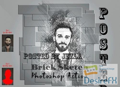 Brick Sketch Photoshop Action - 7407323