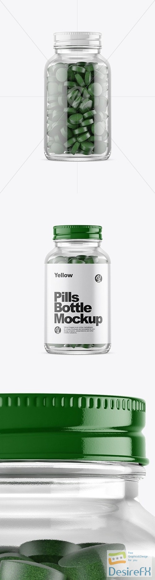 Clear Glass Bottle With Pills Mockup 51647