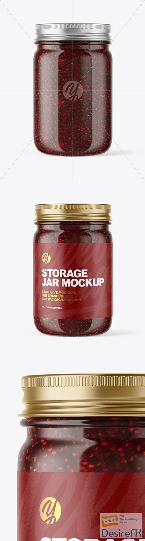 Clear Glass Jar with Raspberry Jam Mockup 51042