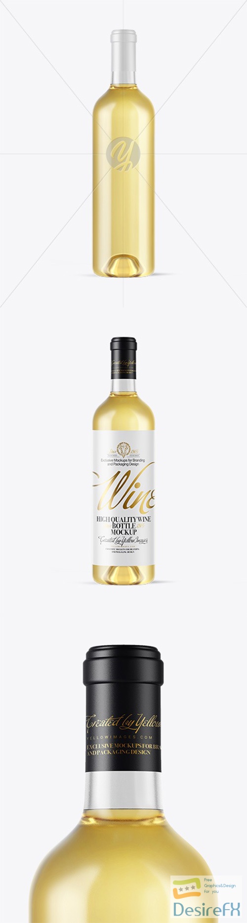 Clear Glass White Wine Bottle Mockup 48167