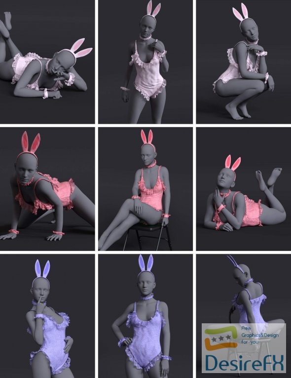 dForce Cute Bunny Bodysuit Outfit for G8 and G8.1F