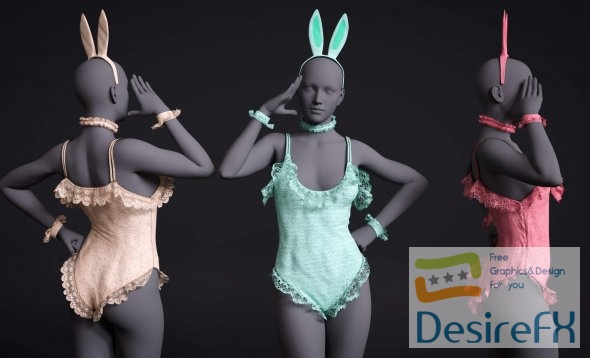 dForce Cute Bunny Bodysuit Outfit for G8 and G8.1F