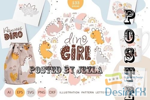 Dino Girl SVG - 7337915