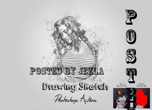 Drawing Sketch Photoshop Action - 7402525