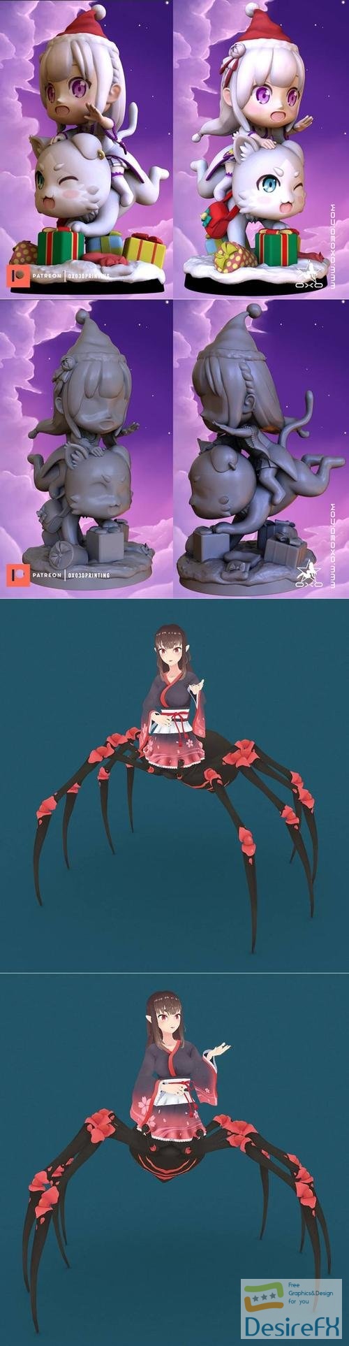 Emilia Re Zero - Model Chibi and Monster Girl Arachne – 3D Print