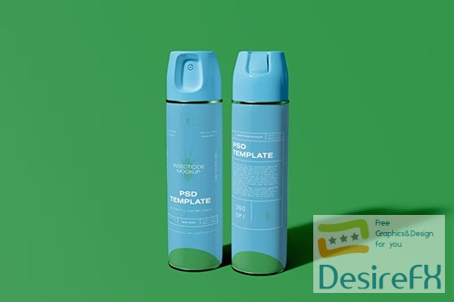 Front and Back View Aerosol Metallic Bottle Mockup PSD