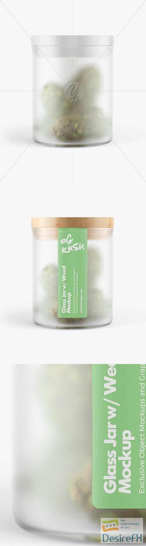 Frosted Glass Jar w/ Weed Buds Mockup 50222