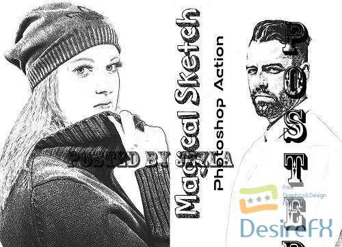 Magical Sketch Photoshop Action - 7398675