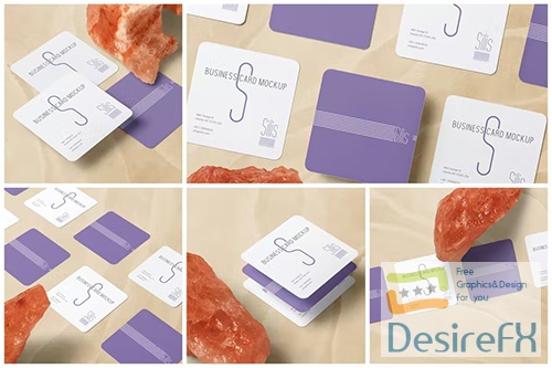 Rounded Square Business Card Mockups PSD
