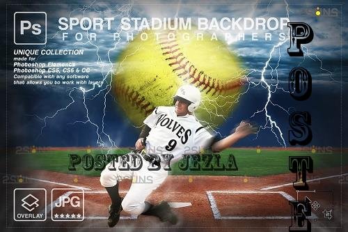 Softball Backdrop Sports Digital V38 - 7394683