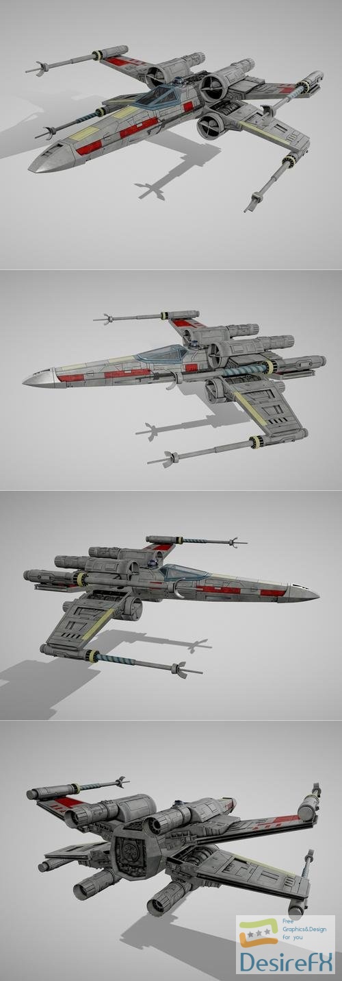 Star Wars X-Wing Fighter with Interior – 3D Print