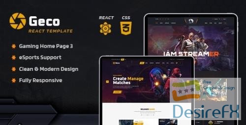 Themeforest -Geco - eSports Gaming React JS Template 36663725