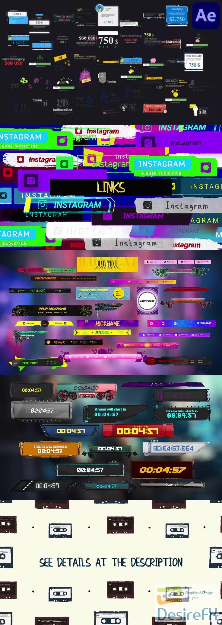 Videohive - Streamer Pack - Donations, Banners, Countdowns, Links - 38726217