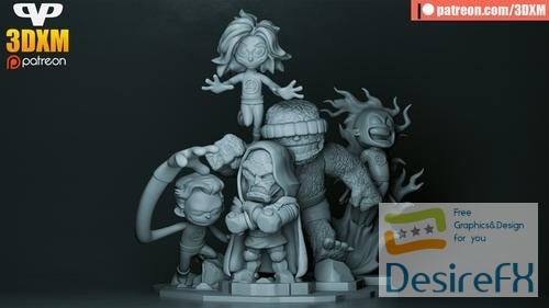 3DXM - Fantastic 4 Chibi Diorama – 3D Print
