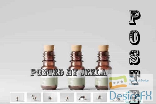 Amber Glass Bottle With Cork Mockup - 7460278