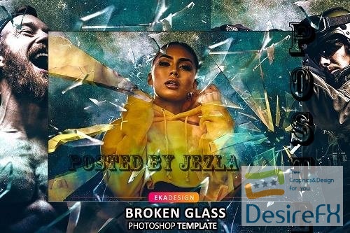 Broken Glass Photoshop Template - 7513799