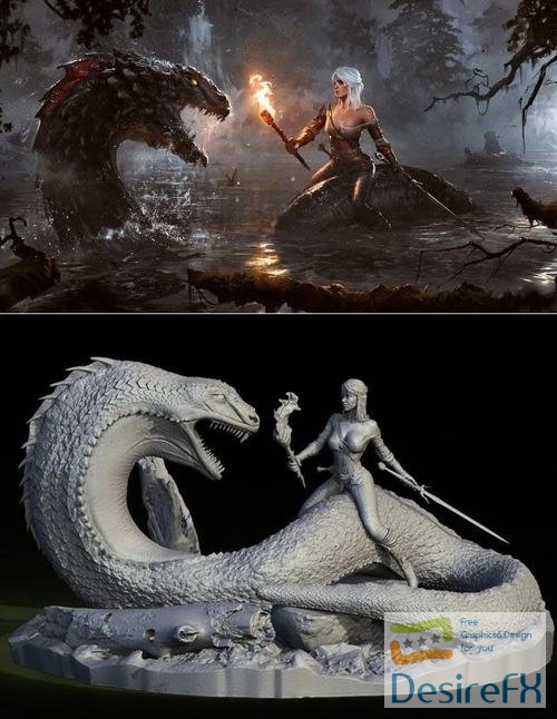 Ciri vs Huge Snake - The Witcher – 3D Print