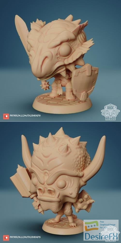 Dice Heads - Dragonborn Paladin and Pit Fiend – 3D Print