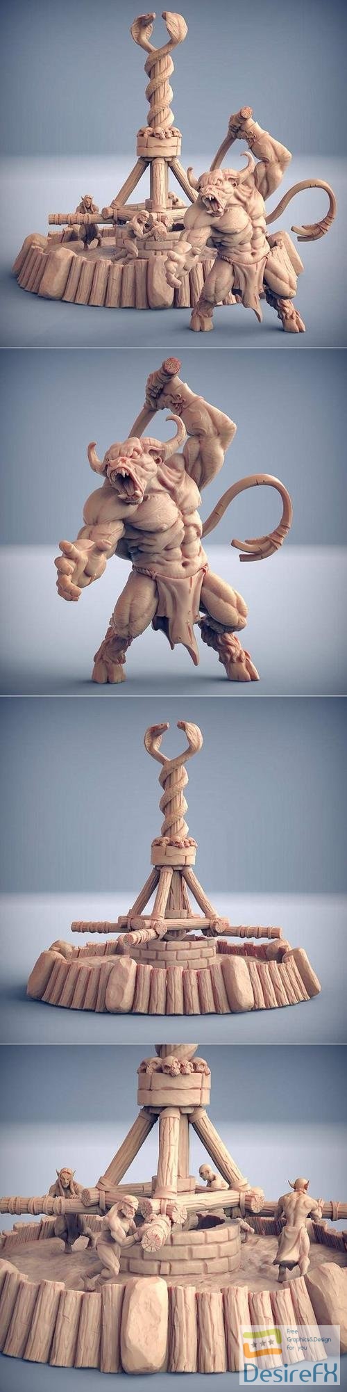 Epic Boss - Minotaur Slaver and Wheel of Pain – 3D Print