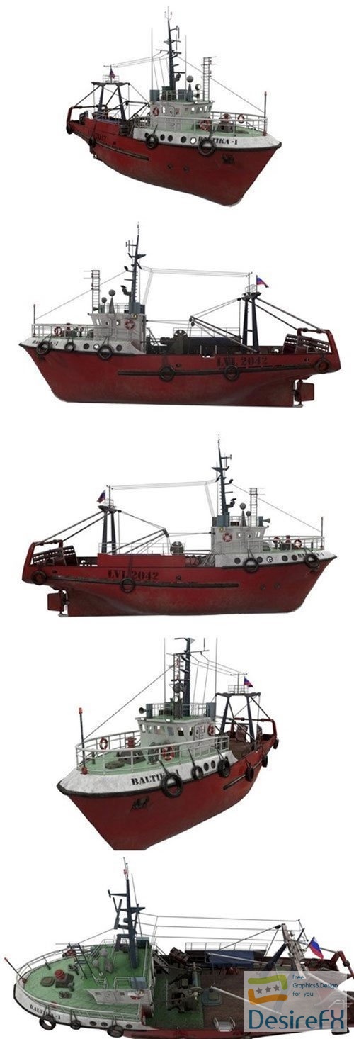 Fishing Trawler Refrigerator Ship 3D Model