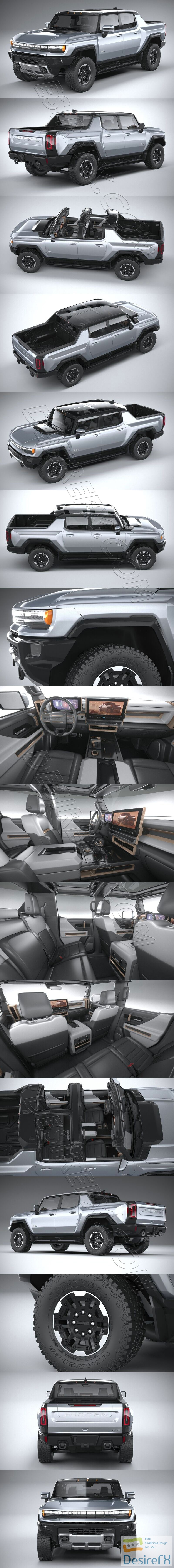 Hummer EV 2022 with interior 3D Model