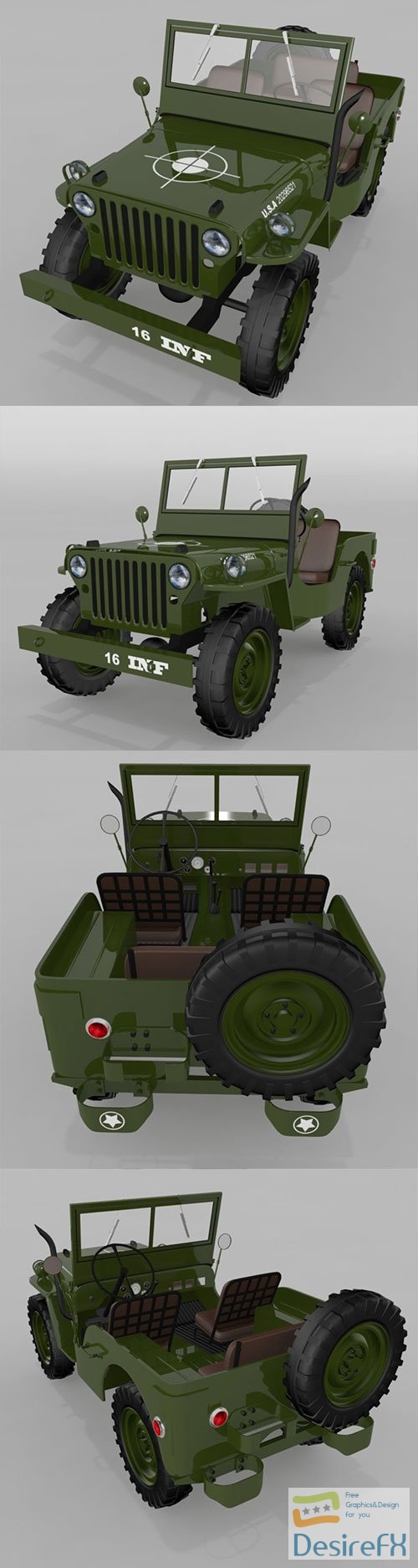 Jeep Willys MB 1945 3D Model